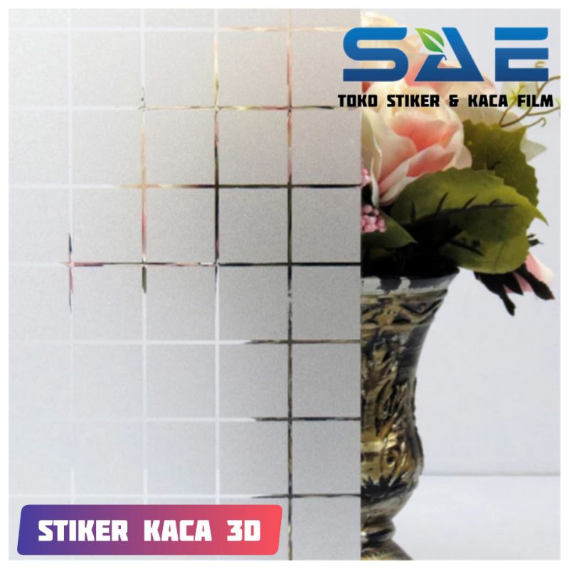 Sticker Kaca Jendela Sanblas Glitter Motif Kotak