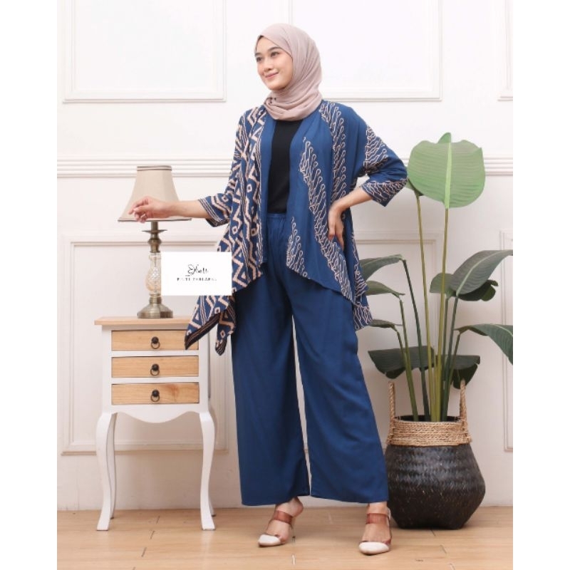 Malika Daily One set Outer Celana - Set Batik Kondangan Wanita Rayon Premium Simple Elegan