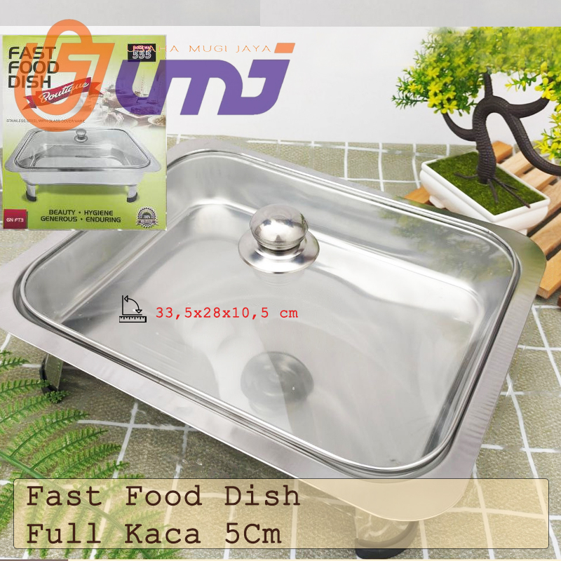 Fast Food Dish Full Kaca 5Cm Tempat Makan Prasmanan