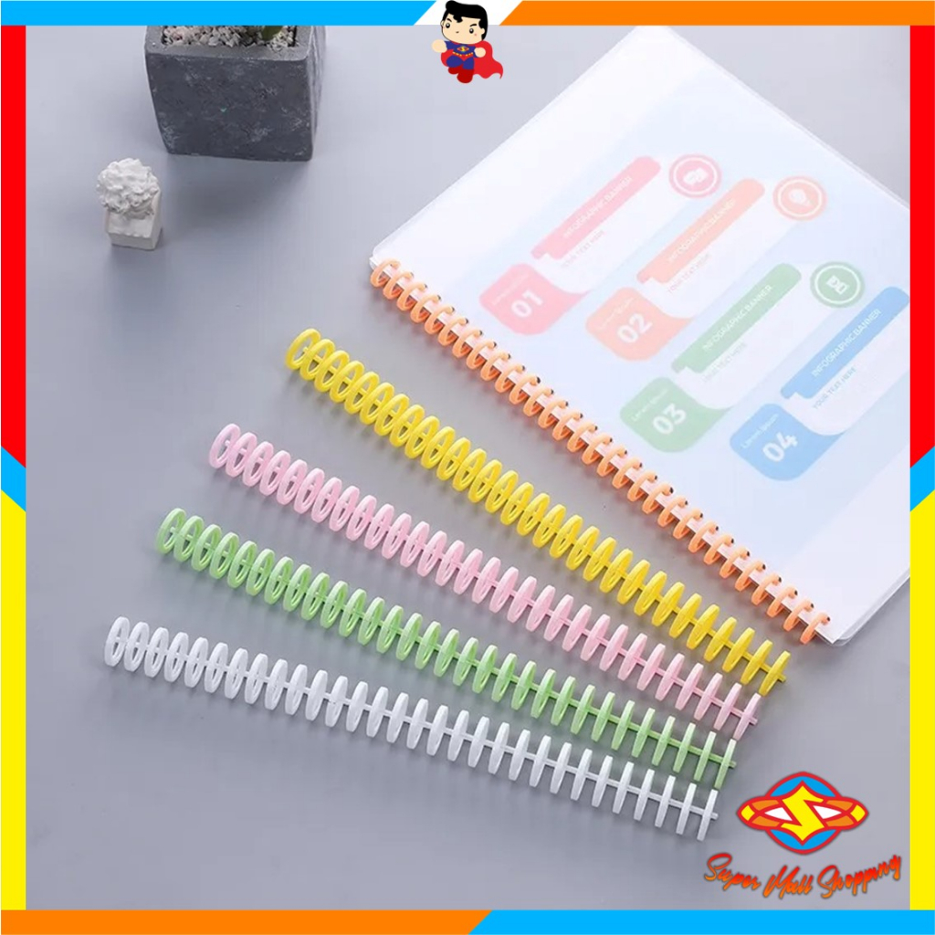 

SMS Ring Binder Plastik Spiral 30 Lubang DIY Spiral Binder Strip Lingkaran Buku Cincin Pengikat Kertas Buku Album Buku Tempel Buku Spiral A4 Import