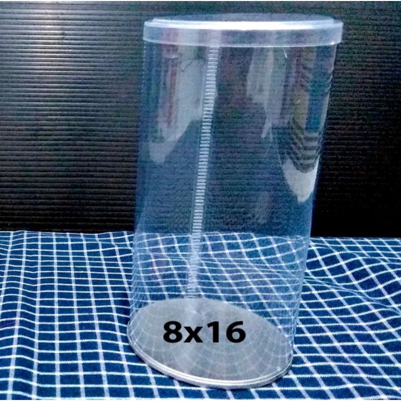 READY Toples Mika Kaleng 8x16cm/Tabung Mika Kaleng/Toples Mika Souvenir (Minimal 6 Pcs)