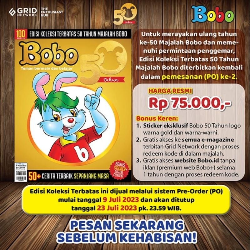 [PO] MAJALAH BOBO EDISI KOLEKSI TERBATAS SPESIAL 50 TAHUN