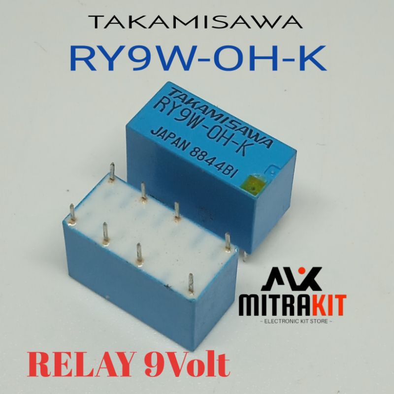 Relay 9VDC dpdt 8pin Takamisawa Japan