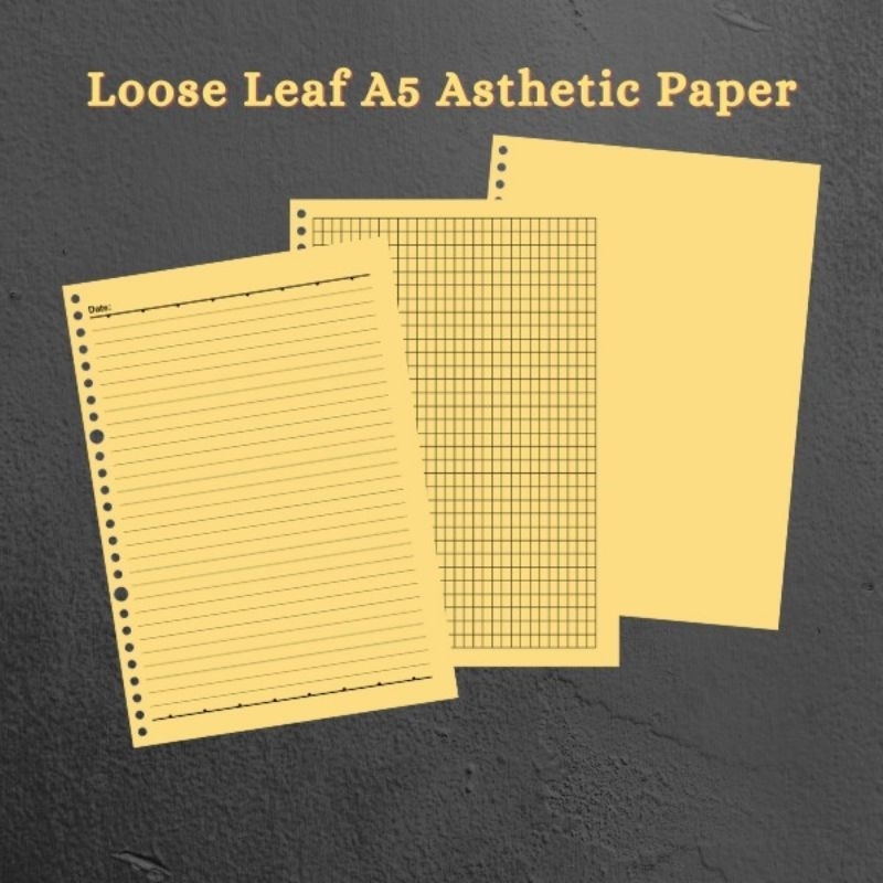 

loose leafe A5 isi binder kertas file A5 ring 20 motif garis titik kotak polos kertas brownpaper