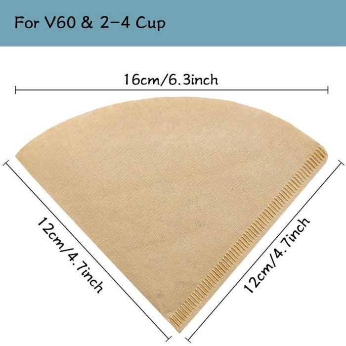 Filter Kertas Kopi V60 Drip Coffee Paper 16cm 100 Pcs - IC-16 - Brown