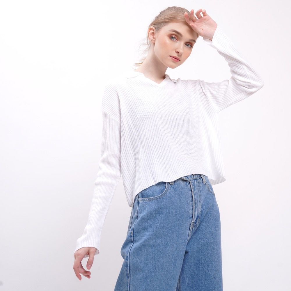 RB Promo COD Haylook.id Airas Polo Knit Crop Top Atasan Wanita Trend Baju Atasan Wanita Terbaru