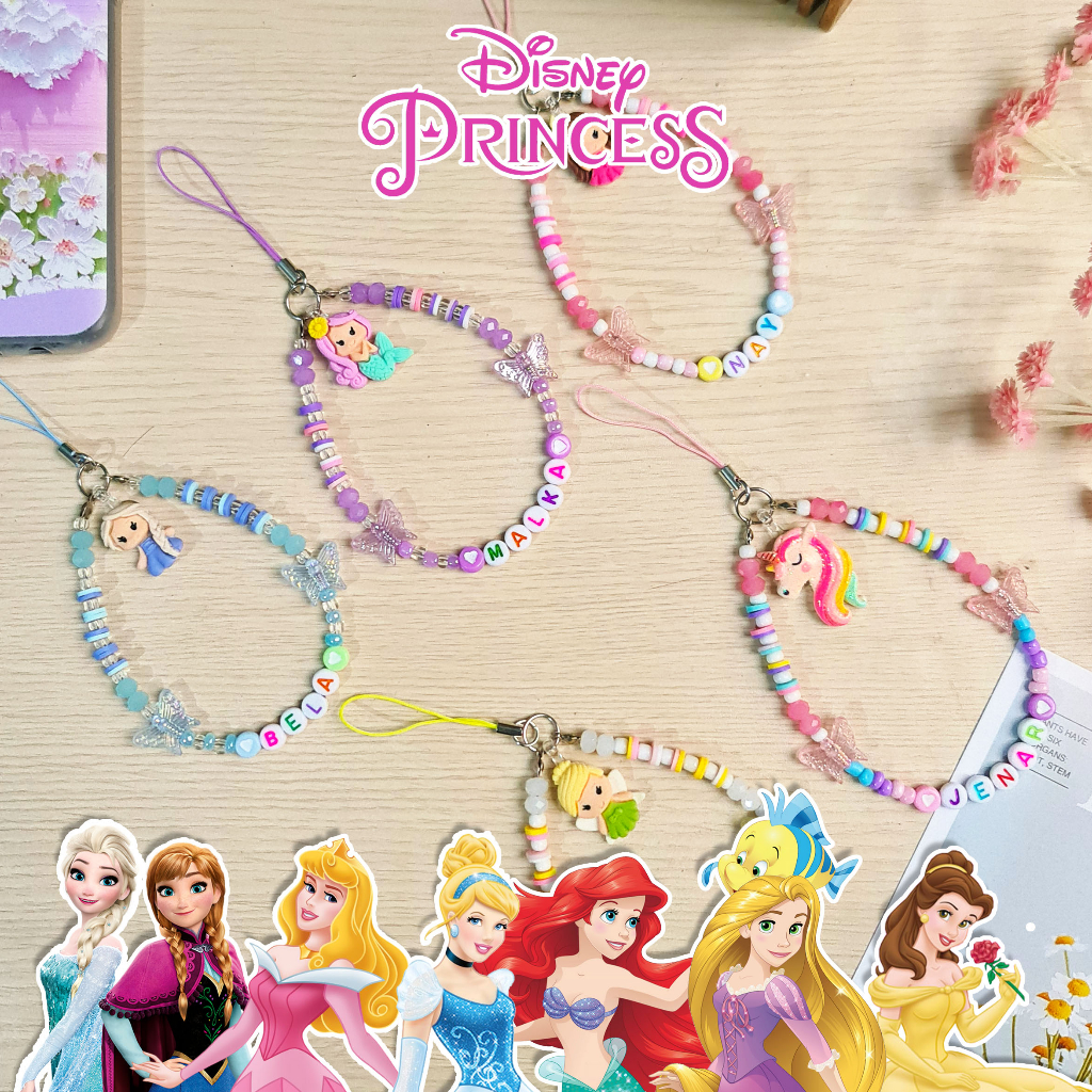 Tali Ponsel, Luggage Tag, Gantungan Kunci, Phone Strap Princess Custom Nama Mr Nanas