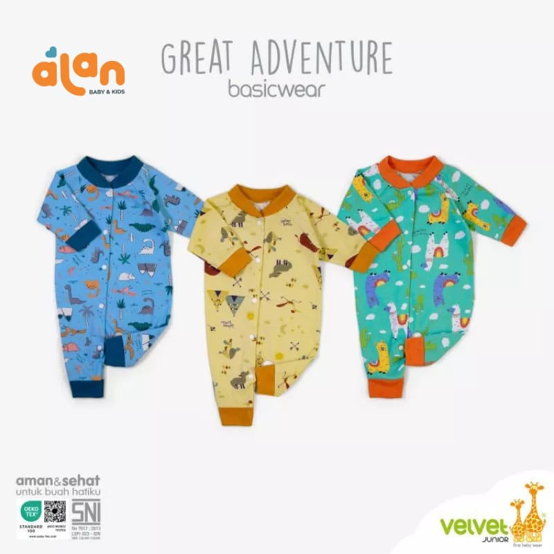 Velvet Junior Baju Kodok Buka Kaki NB - Great Adventure Series Isi 3pcs