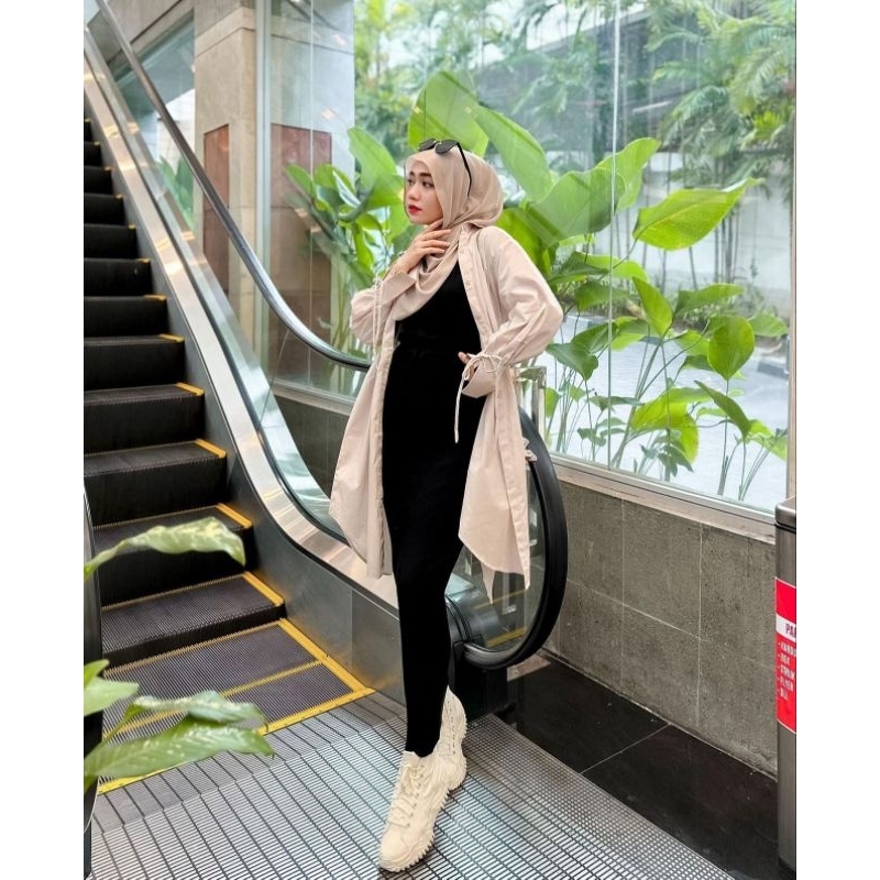 Sahira Long Shirt Kemeja Tunik Outer Tali Belakang