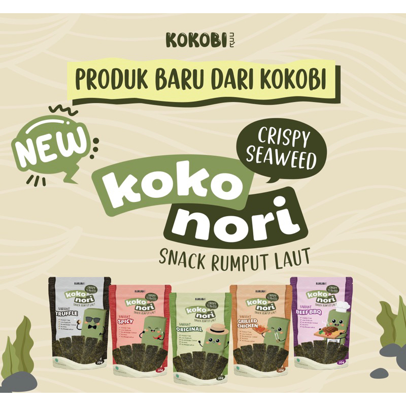 

Abe Food Kokobi Koko Nori Crispy Seaweed - Koko Nori Rumput Laut - Makanan Anak