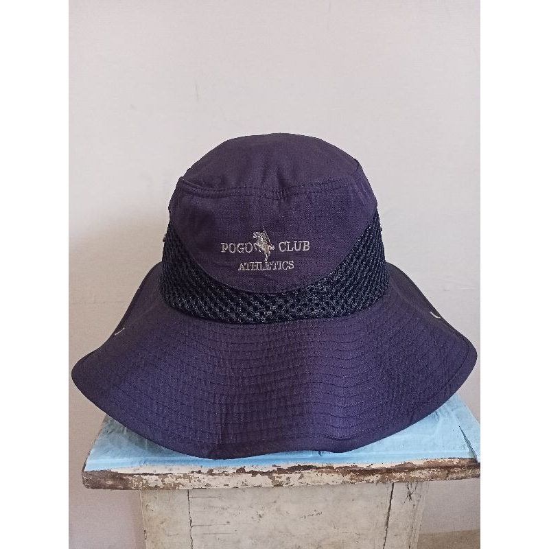 Topi Rimba Outdoor Merek Pogo Club Warna Ungu Tua Bahan Katun Poliester