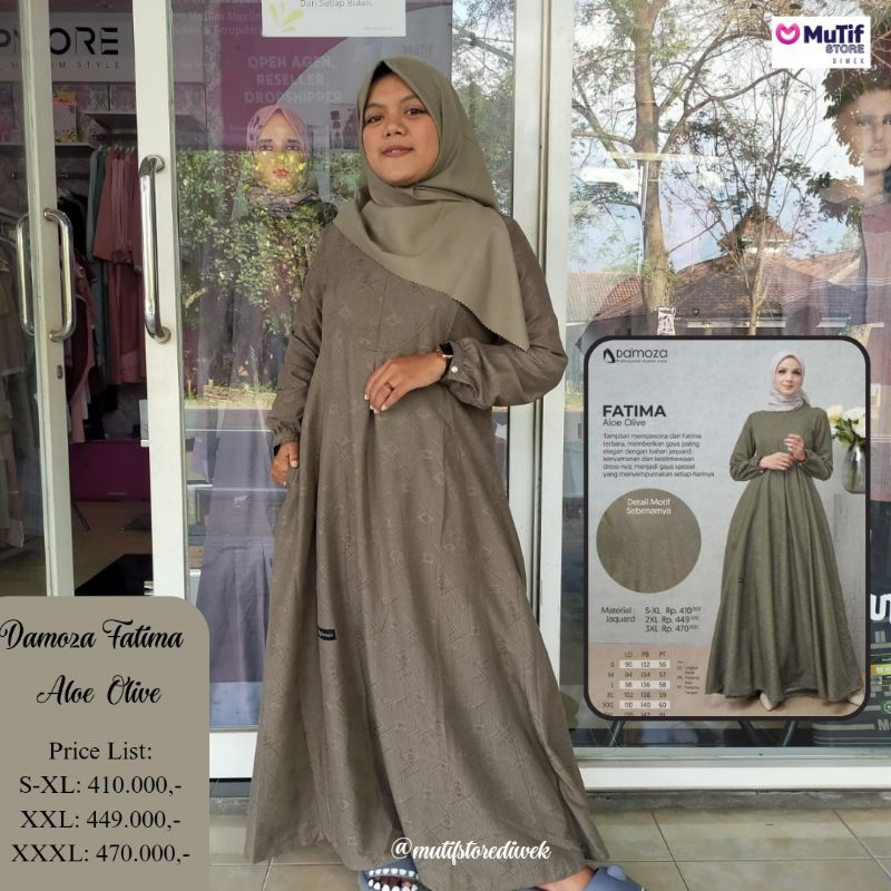 GAMIS DAMOZA FATIMA ALOE OLIVE TERBARU 2023