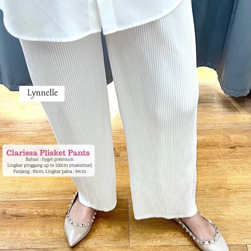 Clarissa Celana Polos Plisket Putih Hitam Hyget Premium Lp 70-120 Fit XXXL By Lynelle