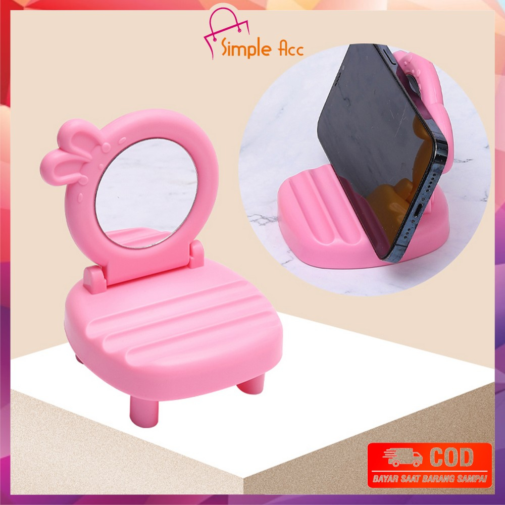 DO-C870 Stand Holder HP Lipat Motif Meja Rias ada Cermin / Dudukan Hp Model Kursi Lipat / Holder Smartphone Model Meja Rias HP Lipat Standing