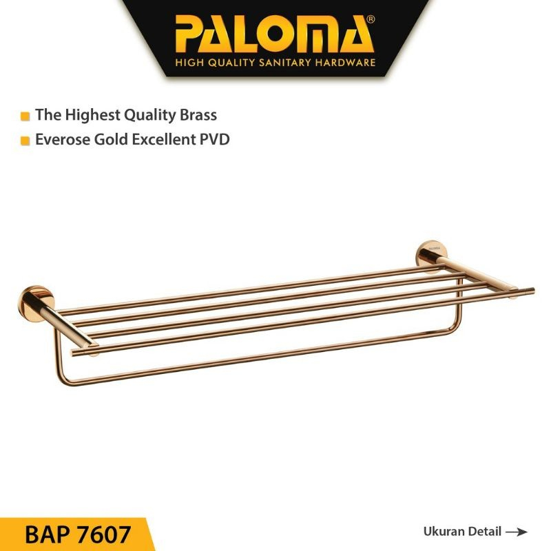 BAP 7607 PALOMA RAK HANDUK KAMAR MANDI GANTUNGAN HANDUK BAJU HANGER TEMBOK RAK BRASS EVEROSE GOLD