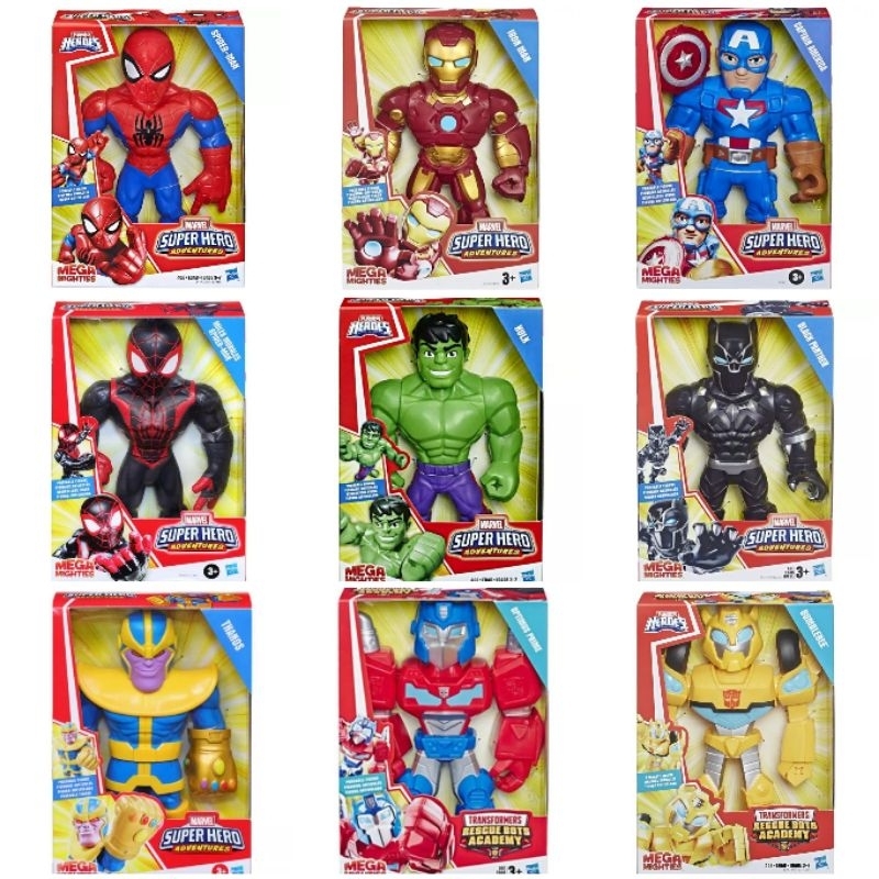 Marvel Playskool Super Hero Captain America, Spiderman, Hulk, Iron Man, Black Panther, Miles Morales