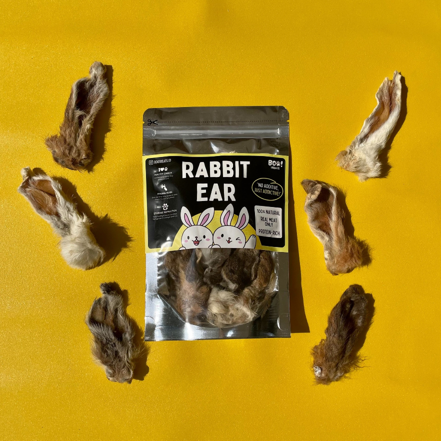 Dehydrated Rabbit Ear Telinga Kelinci Dog Treats Snack Cemilan Anjing Sehat