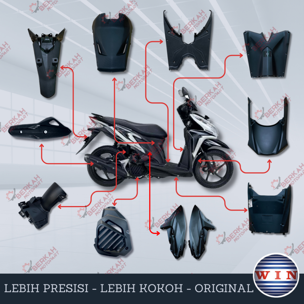 Cover Dek Dasbor Bodi Body Kasar Full Fullset Honda Vario Techno 125 Fi Injeksi Old 2012 2013 2014 2