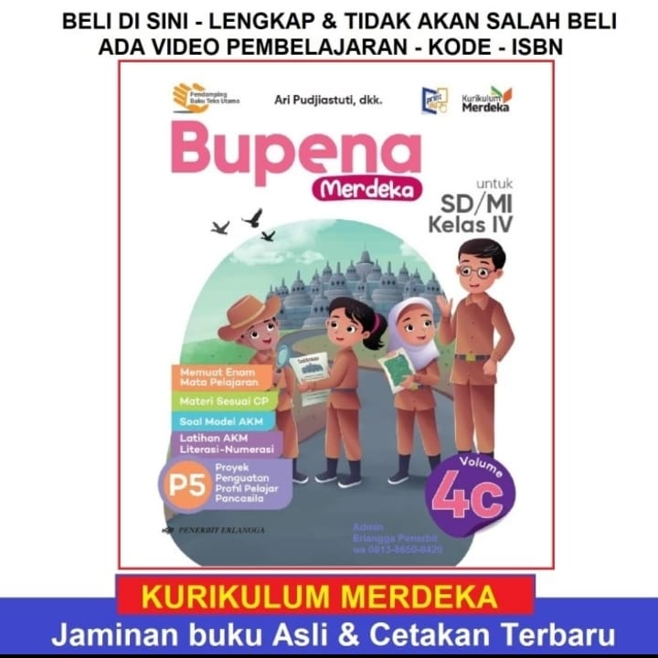 ORI harga satuan buku teks BUPENA kurikulum merdeka untuk SD/mi kelas 4 edisi terbaru penerbit Erlangga