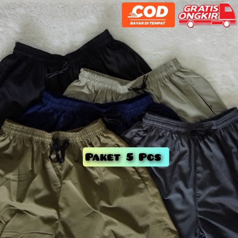 Celana Pendek Parasut Olahraga Running Gym Saku Resleting Pria Surfing Boardshort Walkshort