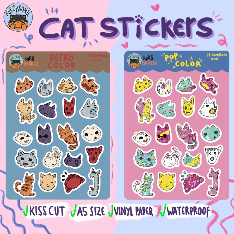 

Stiker Lucu Kucing Anti Air | KissCut 20Pcs | A5 | Stiker Lucu Kucing