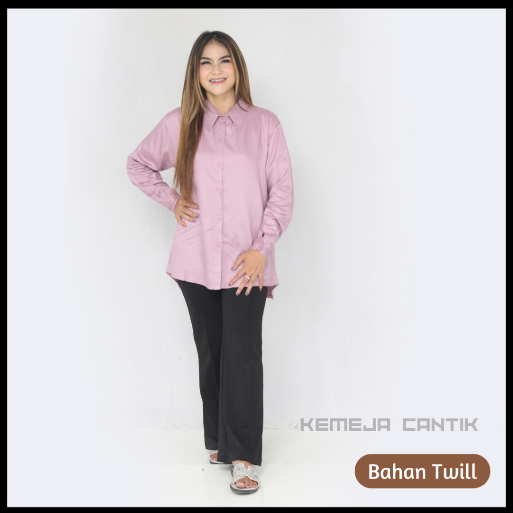 001 KEMEJA WANITA POLOS KERAH V (KC)