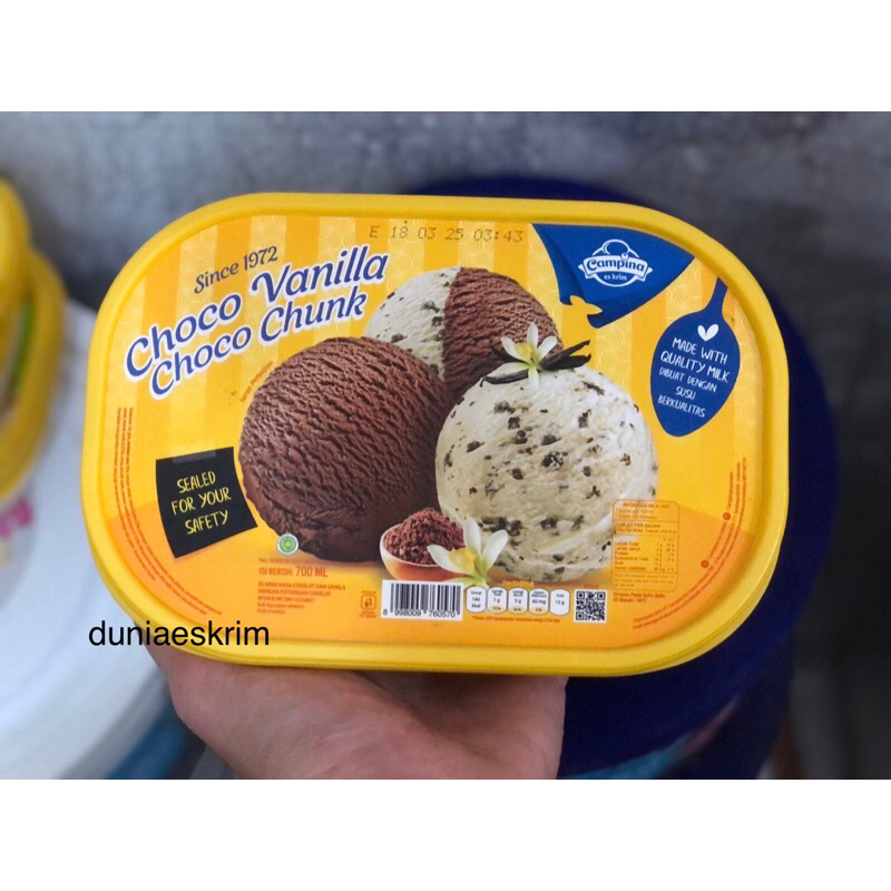 

Ice Cream Campina 700ml - Choco Vanilla Choco Cunk / Es Krim Campina