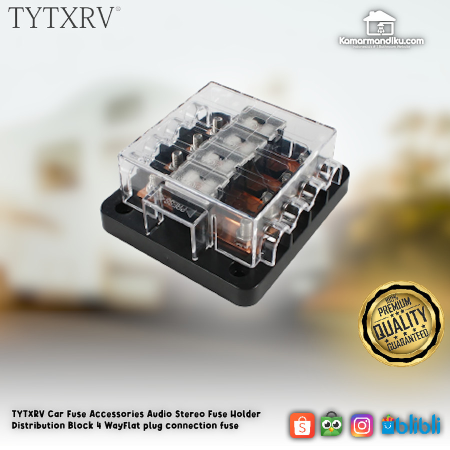 TYTXRV Car Fuse Accessories Audio Stereo Fuse Holder Block 4 WayFlat