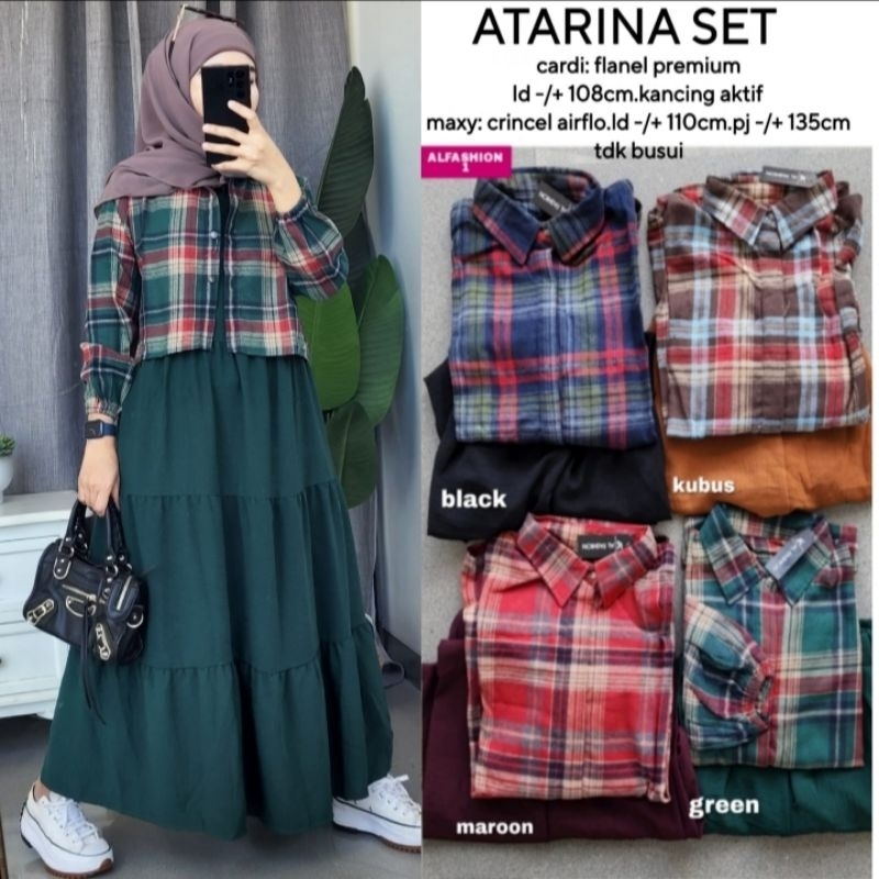 Baju Setelan Rok Wanita Atrina Set Motif Kotak Kotak Terbaru Alfashion