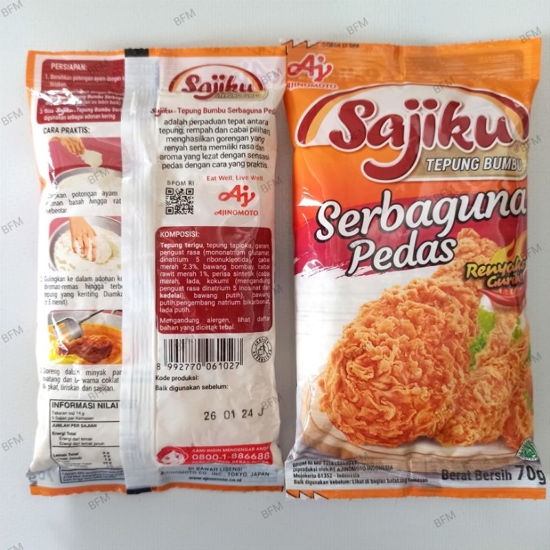 

Sajiku Tepung Bumbu Serbaguna Pedas 70 Gr