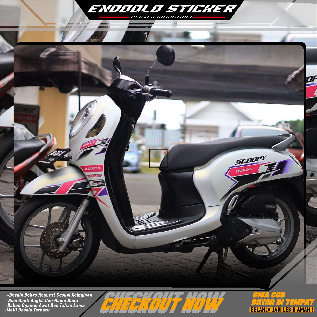 PRODUCT DECAL STIKER  HONDA SCOOPY SIMPLE MOTIF BISA CUSTOM. variasi list dekal honda scoopy custom 