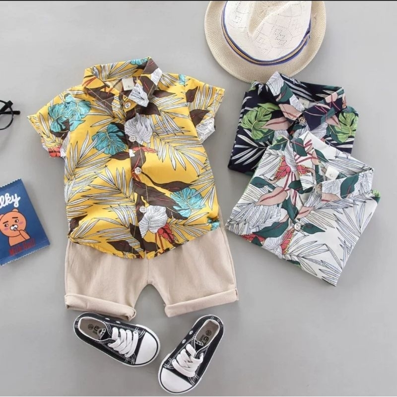 CK309 Beach Set | Setelan Kemeja Pantai Anak Laki-laki | Baju Anak