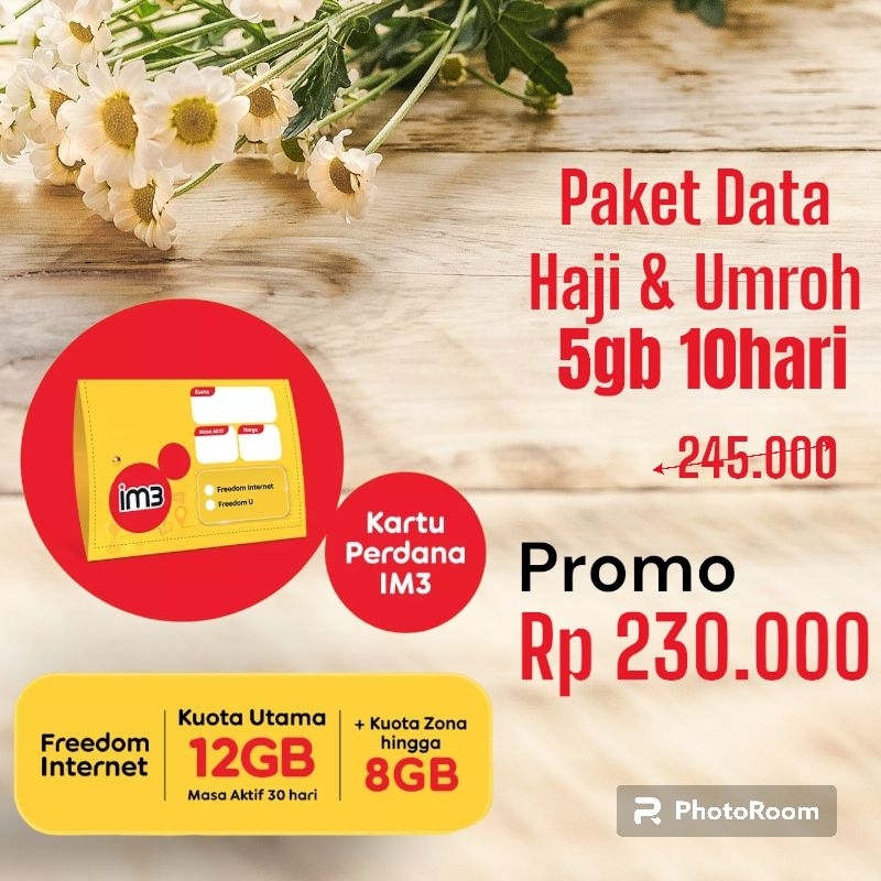 Paket data indosat umroh 15GB 15hari arab saudi