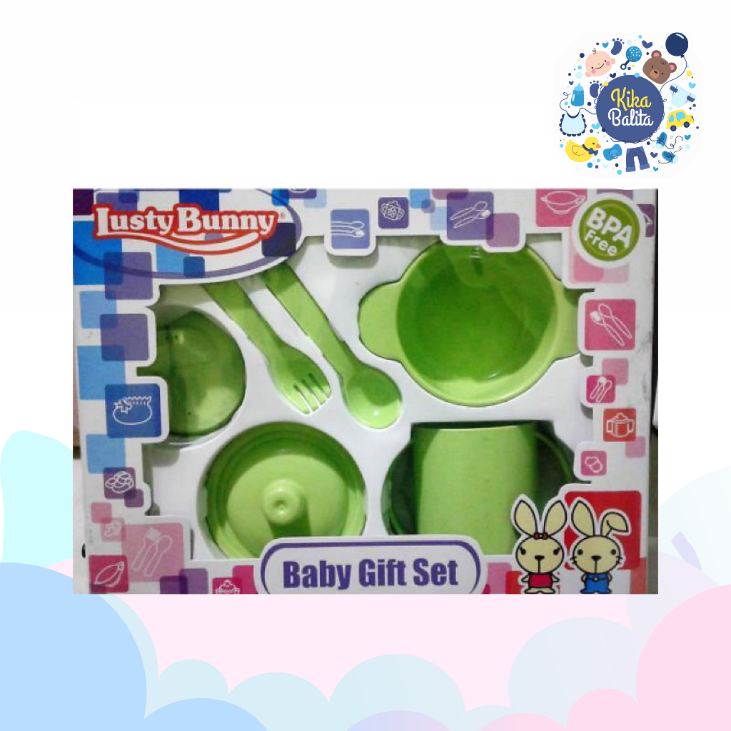 AQ0701 Lusty Bunny LustyBunny Feeding Set Paket Perlengkapan Alat Makan Bayi Isi 6 Pcs Warna Permen 