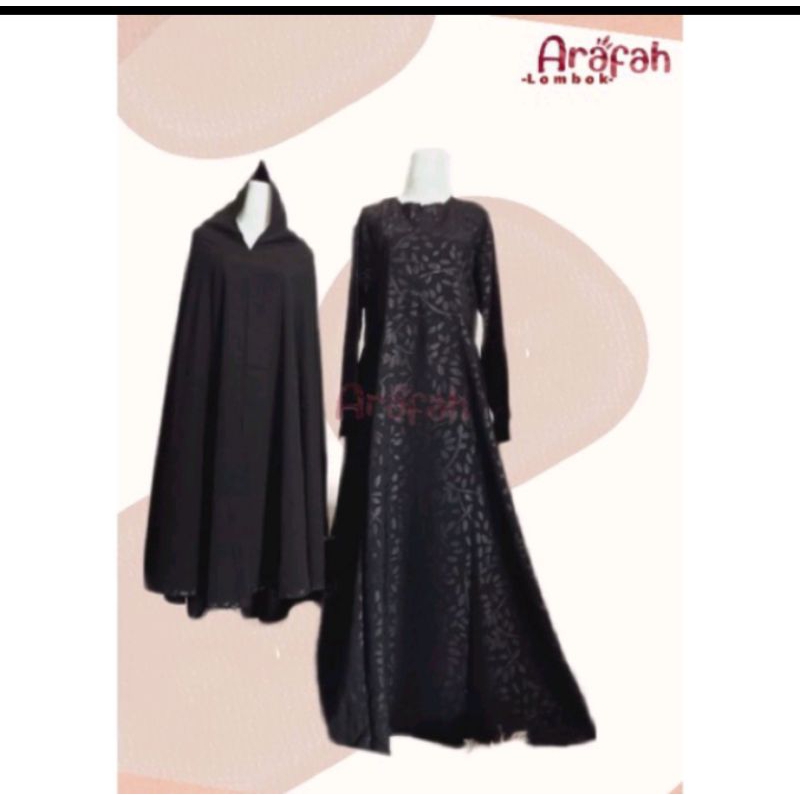 READY SET GAMIS NURMALA MOTIF EMBOS DAUN JILBAB CADAR TALI