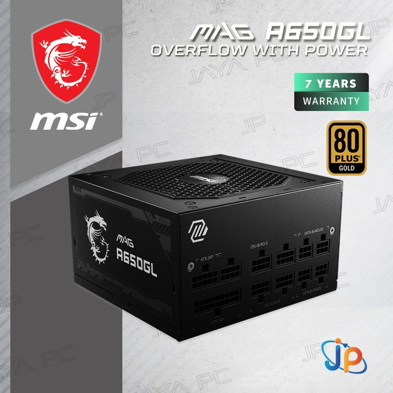 MSI MAG A650GL 650W PSU - Power Supply 650 Watt 80+ Gold