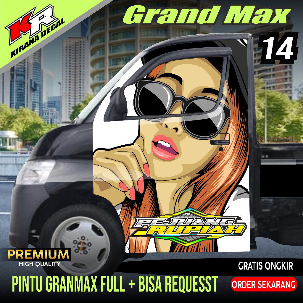 Stiker Pintu Samping Grand max Stiker Mobil Pick Up kirana decal store kode 14