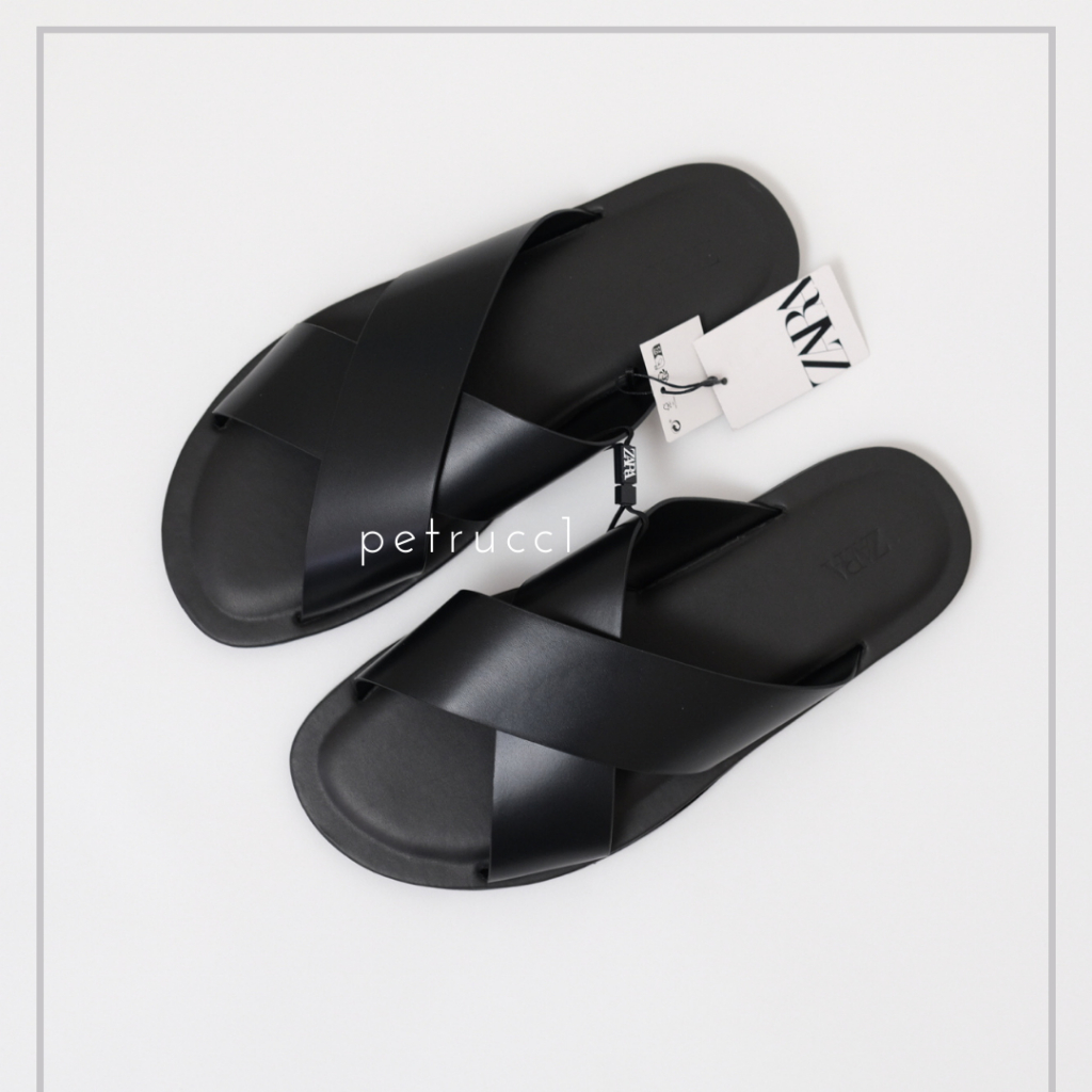 Zara Man Authentic Sendal Selop Original Sandal Kulit Pria Cowo