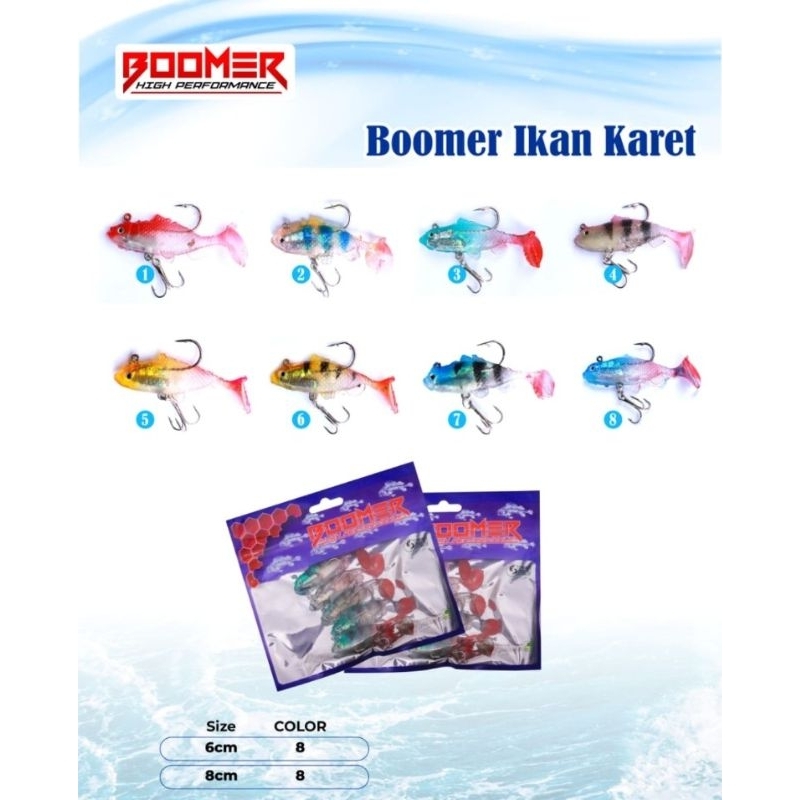 lure karet ikan umpan pancing merk boomer 6 cm soft lure