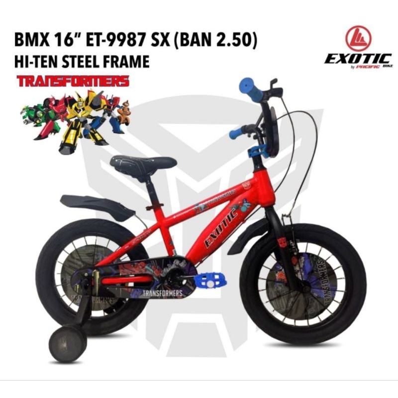 Sepeda Anak BMX Ukuran 16 / 18 Exotic 9987 SX Transformer Ban 2.5 Murah / Sepeda Anak Laki Ukuran 16
