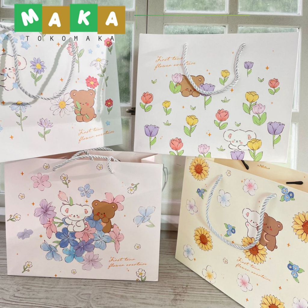 

paper bag beruang bunan CD 001 kantong kertas perlengkapan hadiah kado souvenir