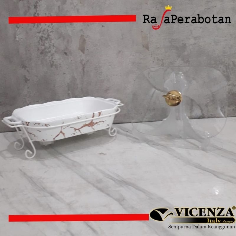 Vicenza BM680 Wadah Prasmanan Kotak Persegi Keramik Marble Original