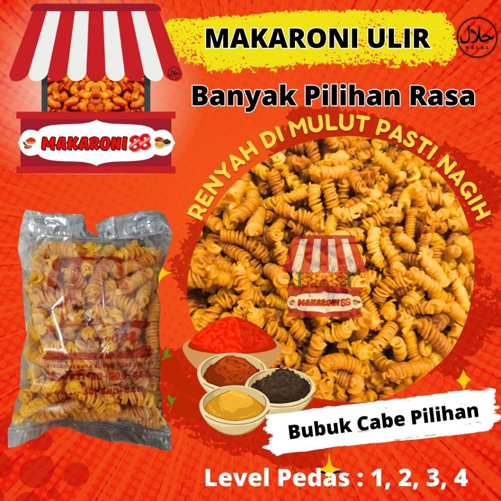 

MAKARONI ULIR 100 gram BBQ PIZZA COKLAT SEAWEED KEJU ASIN KEJU MANIS JAGUNG MANIS JAGUNG BAKAR SAPI LADA HITAM SAPI PANGGANG BALADO BALADO EXTRA PEDAS PEDAS ASIN