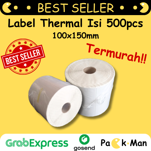 

Label Sticker Thermal Isi 500pcs 100x150mm Ukuran A6 Termurah