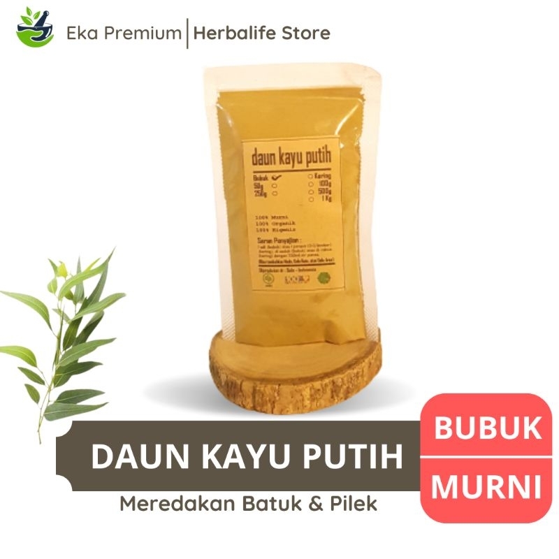 

DAUN KAYU PUTIH BUBUK Kering Asli Ramuan Rempah Herbal Murni Jamu Minuman Sehat Tradisional Simplisia Melaleuca Leucadendra