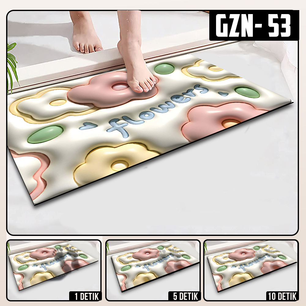Keset Diatomite 3D Kotak Anti Slip Keset Kamar Mandi Keset Lantai Menyerap Air 3D Karakter Futureworld-GZN-53