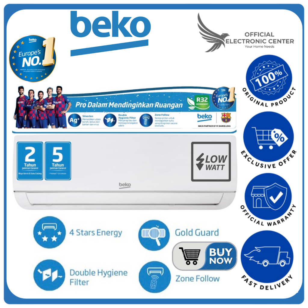 BEKO AC BSFSA050 BSFSA 051 BSFSA-050 STANDARD 1/2 PK R32 SUPER JET COOLING I-FEEL FEATURE LOW WATT A