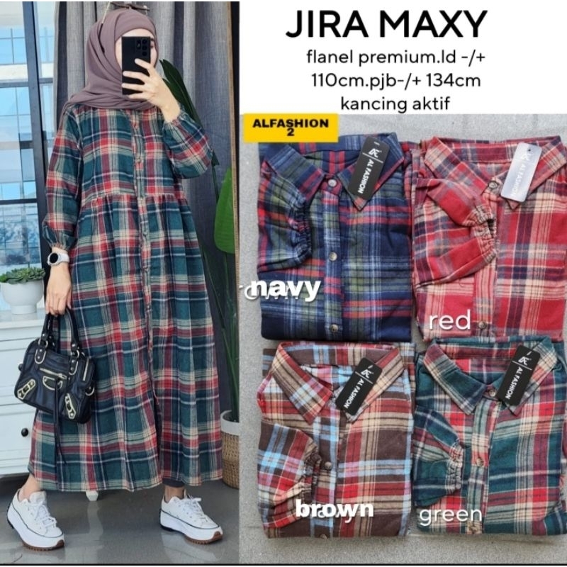 Baju Gamis Wanita Maxi maxy Dress Dres Jira Flanel Jumbo Busui Alfashion