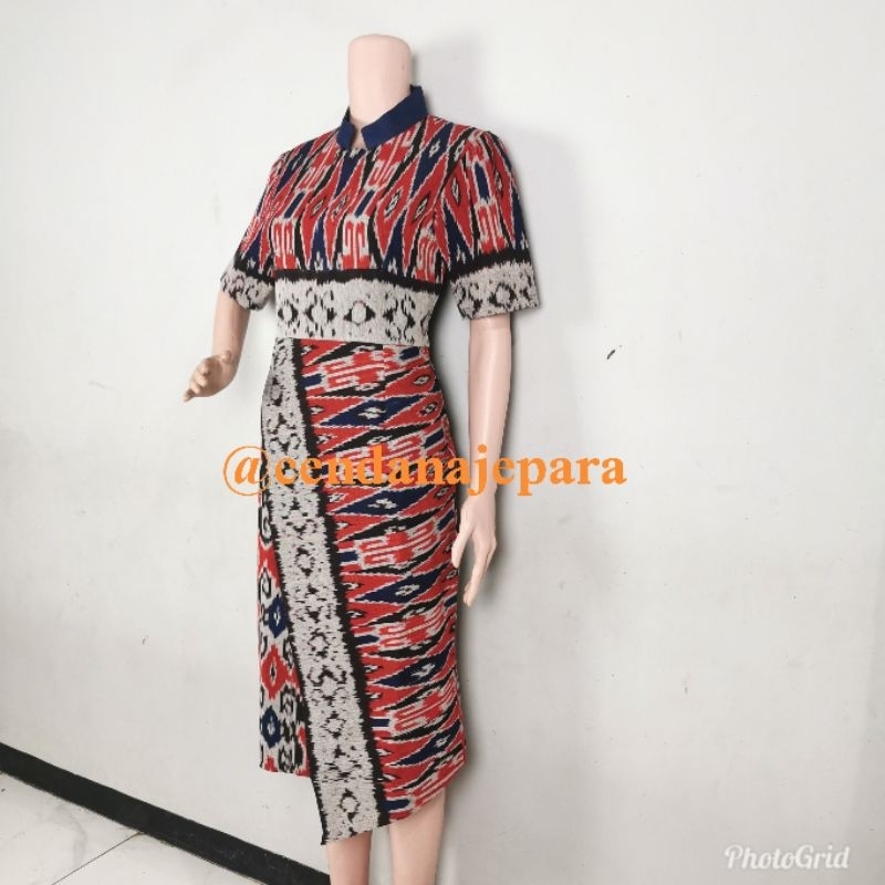 Dress tenun wanita rosa baju tenun jepara fashion wanita dress tenun ethnik dress murah