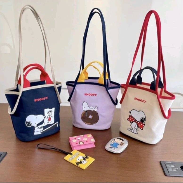 Tas Snoopy / Tas Snoopy 2 in 1 / Tas Snoopy Lucu / Tas Slempang Snoopy / Totebag Snoopy Import